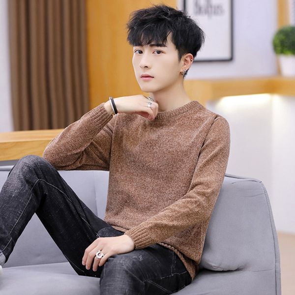 

winter high collar thick warm sweater men's o-neck men's sweater slim pullover double collar, White;black