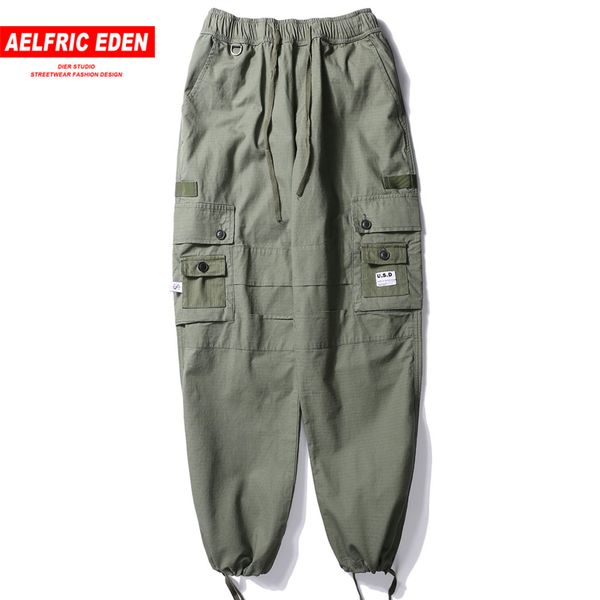 

aelfric eden vintage solid color joggers pants fashion 2018 autumn hip hop cargo pants casual streetwear male sweatpants kj159, Black