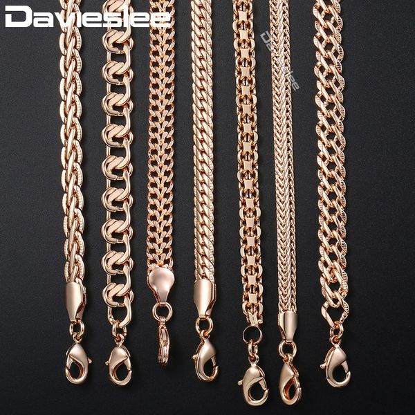 

davieslee mens womens necklace chain 585 rose gold filled necklaces for women men fashion wholesale jewelry dropshipping lcnn1, Silver