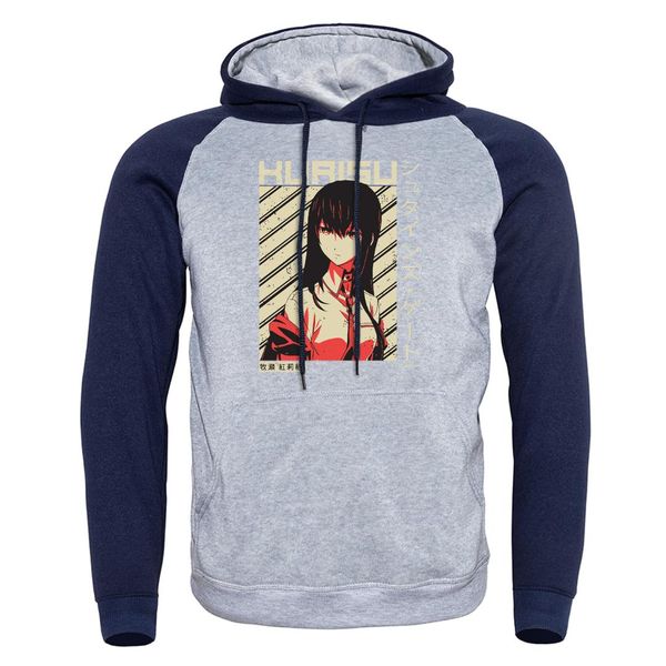 

steins gate makise kurisu funny printed hoodies autumn winter 2019 new sweatshirt raglan cartoon anime hoody streetwear harajuku, Black