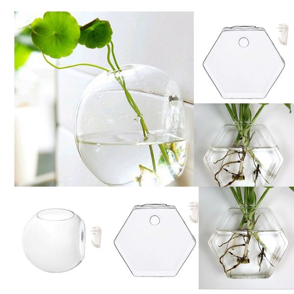 

3x 17cm 13cm 12cm glass wall hanging flower plant pots basket gardening art