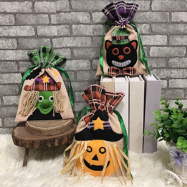 

the latest 26.5*16.5cm, 3 kinds of halloween decoration gift bags pumpkin witch bundle mouth bag candy bag children queue party decorations