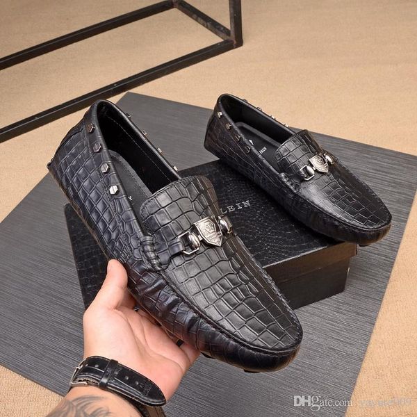 

aa 9 style luxuries design fashion mens loafers dress wedding casual walk shoes paris office drive flat heel leather shoes quality, Black