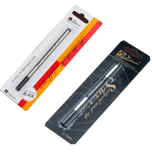 

picasso 5pcs rollerball ink refills fountain pen ballpoint pen refills medium nib screw black ink 0.5mm/0.7mm