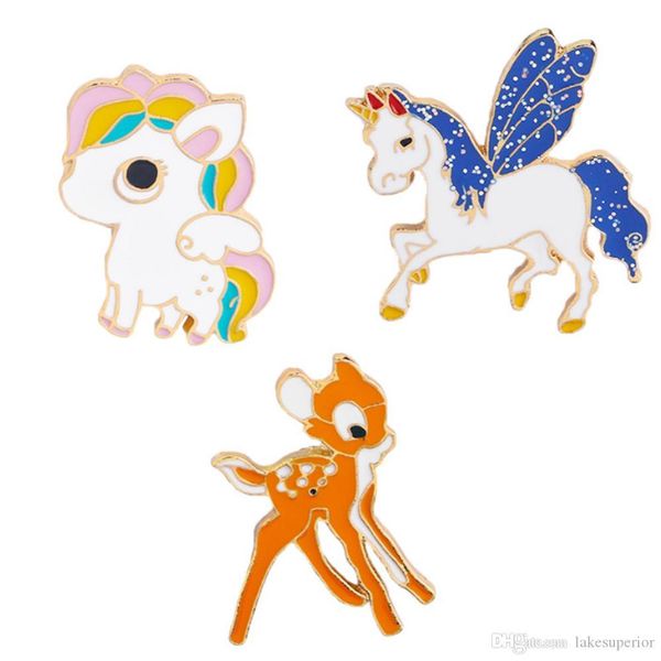 

cute cartoon animal brooch for women girls deer horse unicorn suit shirt lapel pin jewelry gift for friends family fashion accessories, Gray