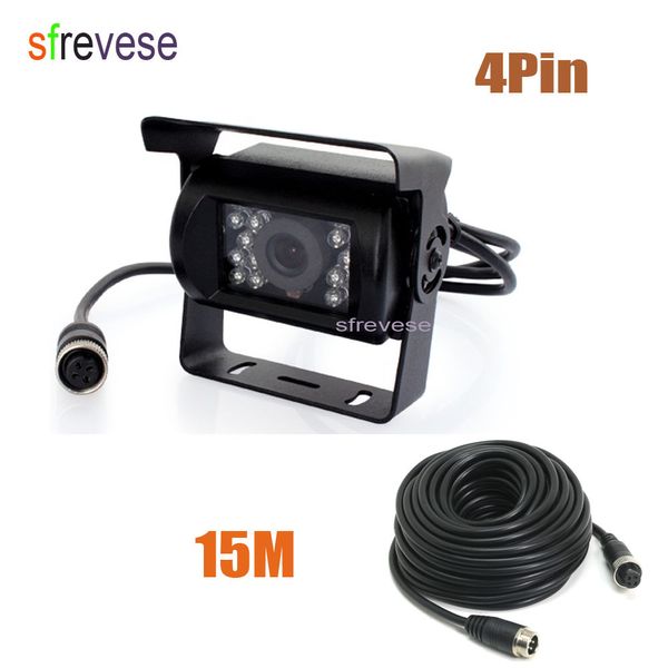 

4 pin ir night vision ccd color vehicle car rear view reverse reversing parking backup camera wide view waterproof + 15m 50ft cable 12v-24v