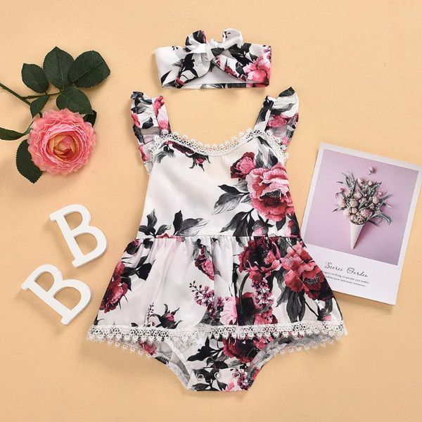 

ruffle floral bodysuits newborn baby girls suspenders headband outfits set bodysuit baby saida de maternidade recem nascido, Blue