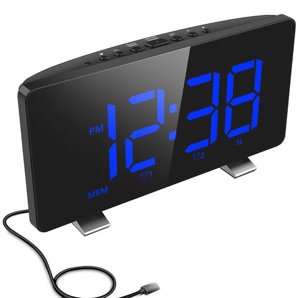 

digital alarm clock, elegiant alarm clocks for bedrooms with fm radio,dual alarms,6.7 inch led screen,usb port for charging,auto