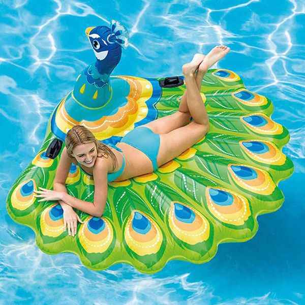 

outdoor swimming pool float with canopy fun on the water peacock floating safety swimming inflatable children's buoyancy#g35