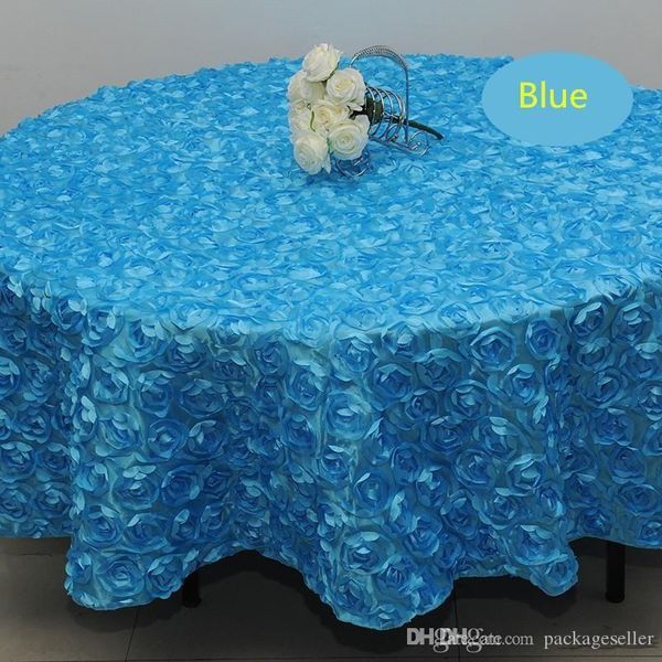 

оптовые 120 дюймов белого цвета свадебного стола ткань круглых наложения 3d rose petal круглого скатерити украшение поставщик 7 цветы