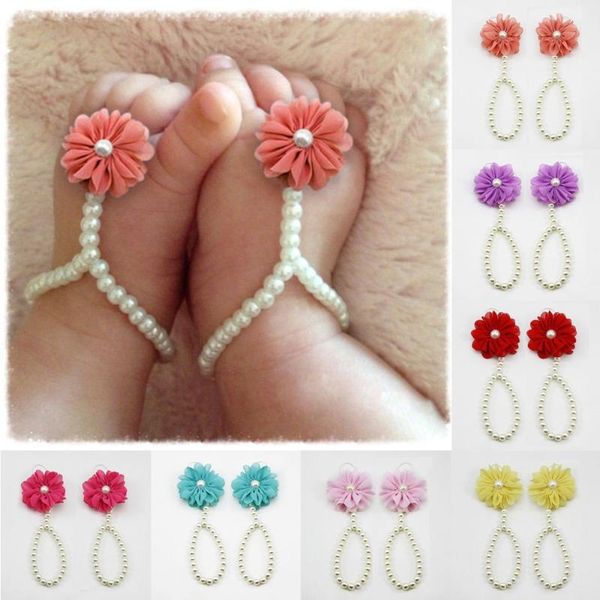 

puseky summer gift for infant baby girl flower pearl foot band toe rings first walker barefoot anklet chain accessories