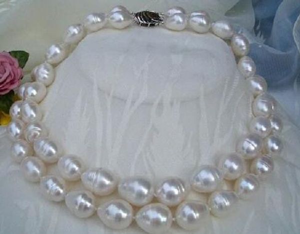 filamenti doppi di 9-10mm d'acqua dolce naturale bianco perla barocca collana di 18 