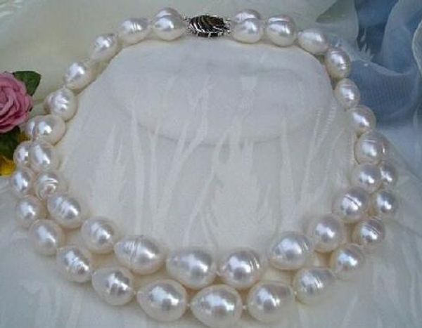 

double strands of 9-10mm natural freshwater white baroque pearl necklace 18 "19", Silver