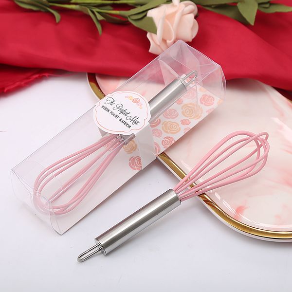 50pcs Wedding Favors a mistura perfeita de aço inoxidável de cozinha rosa batidas manuais batedores de ovos de noiva, suprimentos para festas de chuveiro