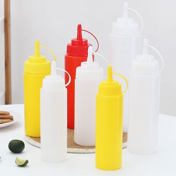 

240/300/400/650ml condiment bottles with twist on cap lids ketchup mustard mayo sauces olive oil bottles kitchen tools xd23073