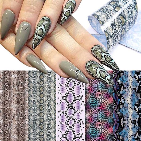

10pcs snakeskin nail foils starry foil transfer sticker sliders summer nail art decorations, Black