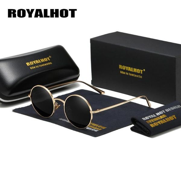 

royalvintage round polarized sunglasses men brand fashion sun glasses women metal frame resin lens eyewear uv400, White;black