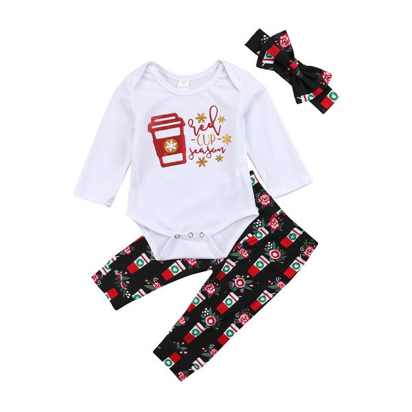 

christmas newborn infant kid baby girls clothes cotton casual popular romper floral pants hat outfits infant clothes, Pink;blue