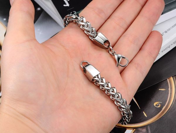 

whole2019 jewelry fashion stainless steel bracelet punk rock men/ boy trendy pulseira 24cm thick strand bracelet, Black