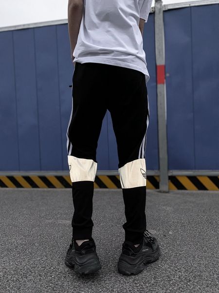

mens joggers 3m reflective fashion sweatpants stripes panalled pencil jogger pants sports plus size -5xl, Black