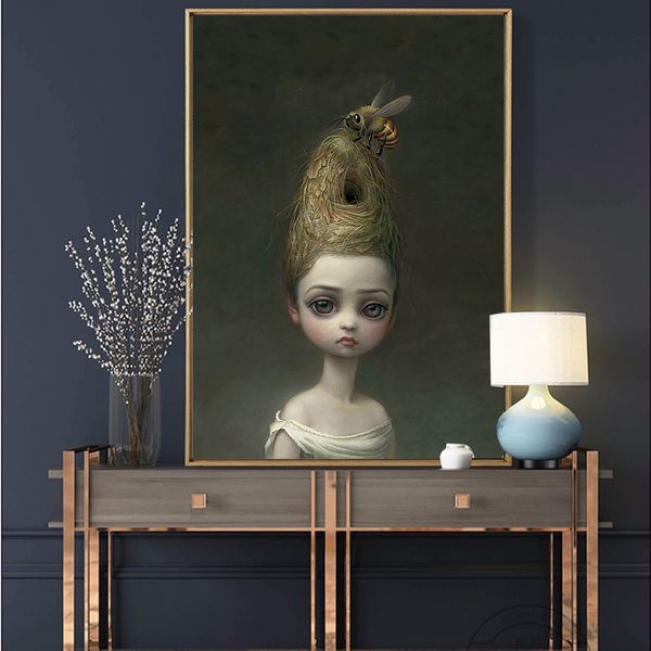 

wangart childish strange dark world queen bee art canvas poster painting wall picture print home bedroom decoration artwork