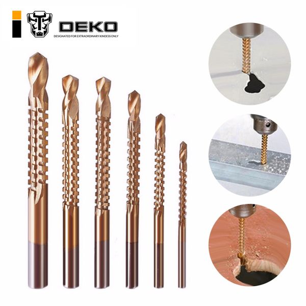 

deko 6pcs power drill & saw set hss steel titanium coated woodworking wood twist drill bit 3mm 4mm 5mm 6mm 6.5mm 8mm