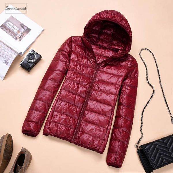 

женская осень куртки мода ультратонкий с капюшоном дамы тонкий пальто плюс размер 4xl 5xl 6xl 90% утка вниз женщины верхняя одежда пальто, Black;brown