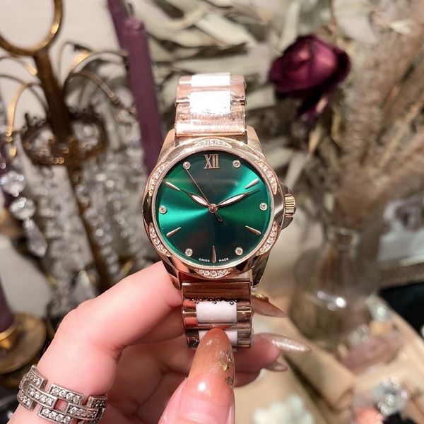 

fashion brand watch women 38mm quartz movement 316 stainless steel strap wristwatches fashion style high quality, Slivery;brown