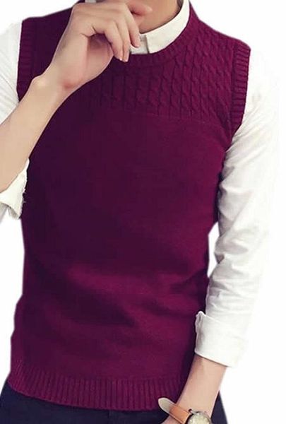 

generic мужская мода круглый шеи без рукавов тонкий knit жилеты, White;black