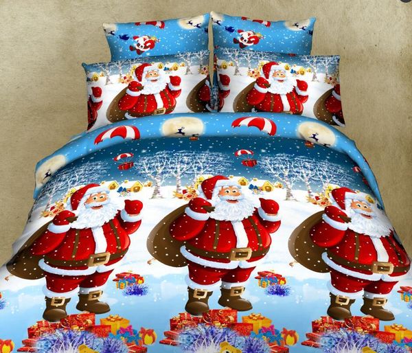 

100% polyester christmas gift 3pcs/4pcs christmas bedding set duvet cover bed sheet pillowcase twin full  king
