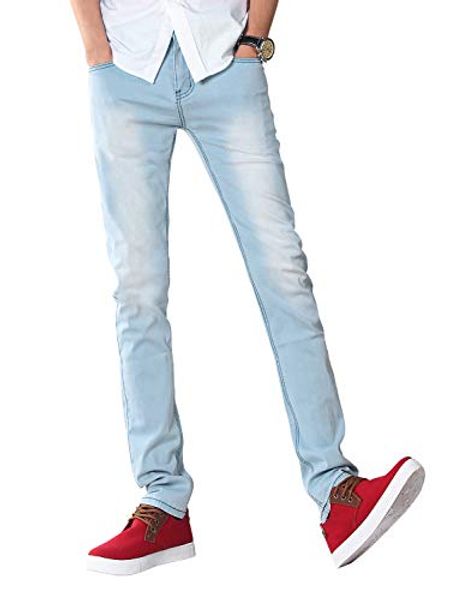 

demon hunter men's blue skinny stretch jeans slim fit pencil pants s8l08