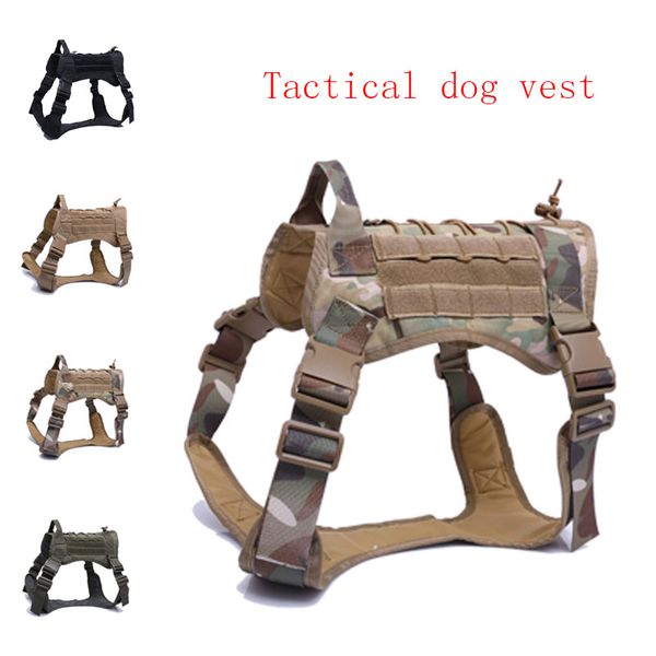 

1oood nylon tactical dog clothes waterproof outdoor dog vest outdoor camouflage tactical vest large clothing, Camo;black