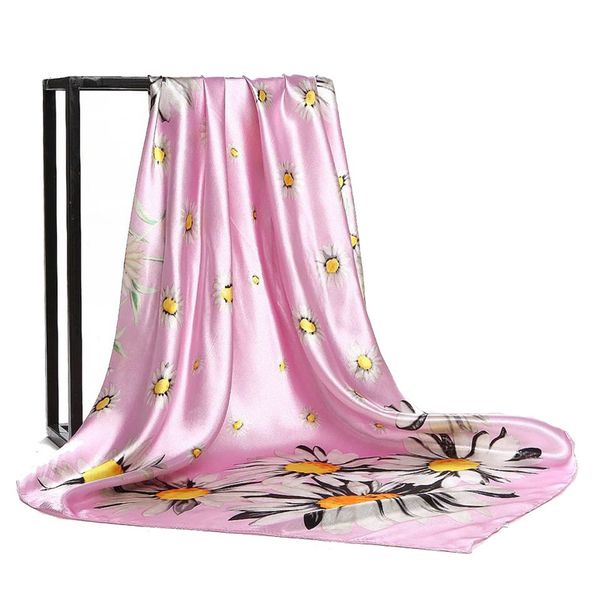 

2020 new seasons wearing scarves 90cm * 90cm square scarf floral flowers small daisy ladies scarf scarf, Blue;gray