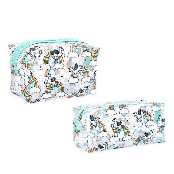 

unicorn transparent pencil case kawaii school supplies stationery gift cute pencil box office school tools cases