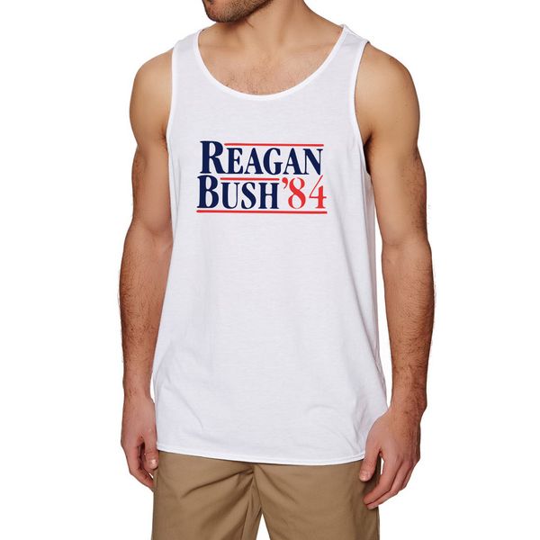 

mens reagan bush 84 republican presidential campaign fitness workout casual tank men, White;black