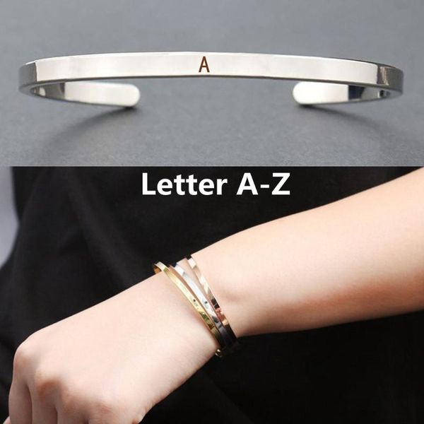 

персонализированные простые первые браслеты 26 браслет дружбы буквы из нержавеющей стали посеребренной подарки, White