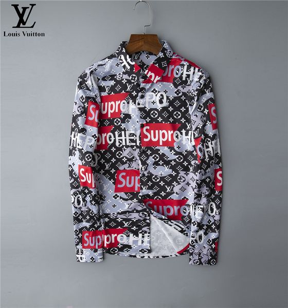 

2020 men's shirts logistics new men's casual prints lapel slim luxury long sleeve shirt european and american brand fashion trend, White;black