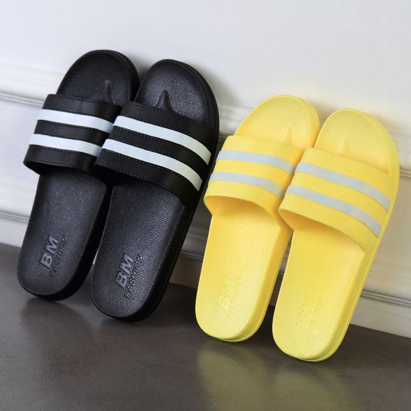

2019 new men's and women's slippers with stripes ultra-light flat non-slip sandals made of pvc outdoor and indoor size 36-45, Black