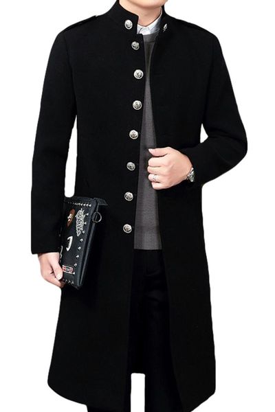 

new arrival restoration of style long knee extension stand collar men coat jacket super large boy clothes winter warm 4xl, Black
