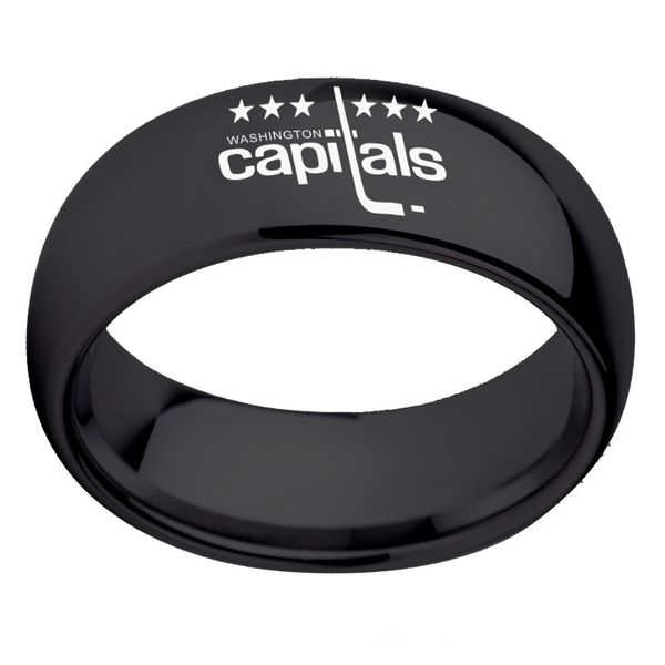 

8mm fashion europe and the united states hockey team washington team logo stainless steel male ring 5colors waterproof ring, Silver