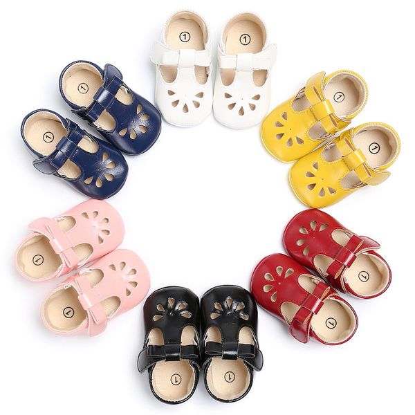 

0-18m cute newborn baby girls lovely sandals sneakers toddler little kids floral hollow soft crib first walker shoes, Black;red