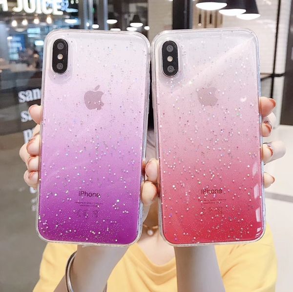 

применить клей звезды постепенное изменение цвета iphone11 / max / xr рука оболочки apple 8 / 7plus женщина фонд 6s прозрачный