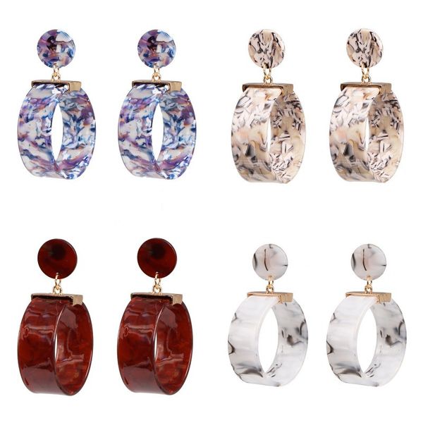 

4pairs/lot fashion hoop earrings for women personality acrylic dangle earrings party long statement earrings 2019 charm jewelry, Silver