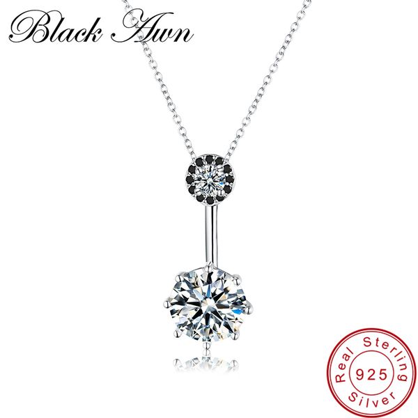 

black awn] genuine 925 sterling silver necklace for women round necklaces pendants sterling silver jewelry p002