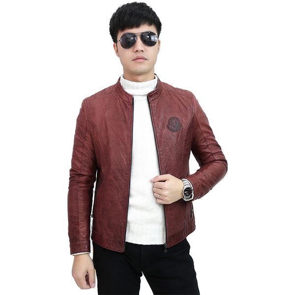 

genuine leather jacket real sheepskin coat for men spring autumn jacket men clothes 2018 motorcycle jackets veste homme my1796, Black