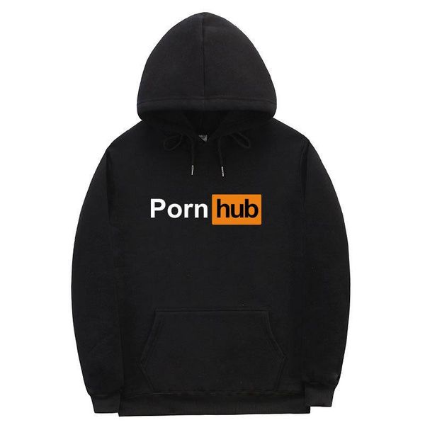 

pornhub капюшоном осень зима моды смешные письма печатных мужчины с длинным рукавом фуфайки вскользь сыпучие фуфайки дизайнерские, Black