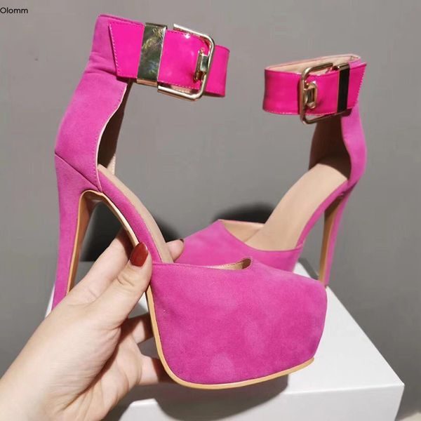 

rontic handmade women platform pumps stiletto high heel pumps round toe gorgeous fuchsia party shoes women plus us size 5-15, Black