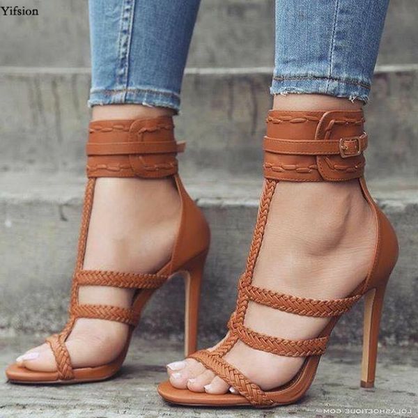 

rontic new fashion women sandals stiletto high heels sandals nice open toe black brown party shoes women us plus size 5-15