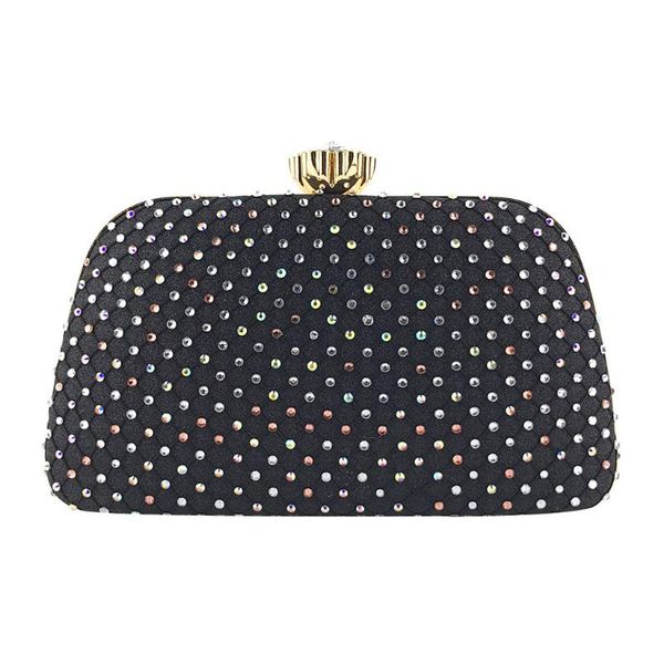 

hand made black beaded sequins women metal frame evening clutches purse bridal wedding formal dinner chain shoulder handbag bag