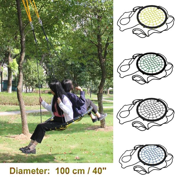 

440lbs 40" disc giant nest web net tree swing rope hanging swing heavy duty for garden backyard outdoor for kids children adult